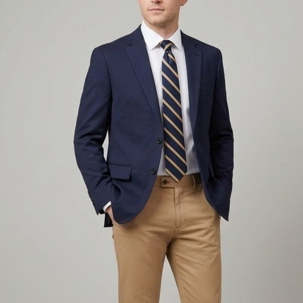 Pronto Uomo Platinum Sport Coat Mens 42 Regular Navy Blue Wool Blazer Event Grad